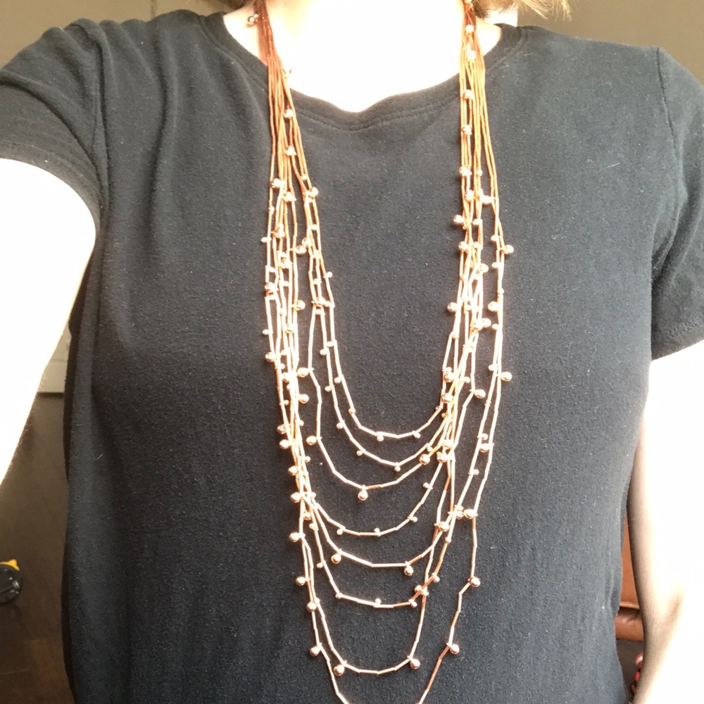 Premier Designs rose gold multi chain necklace